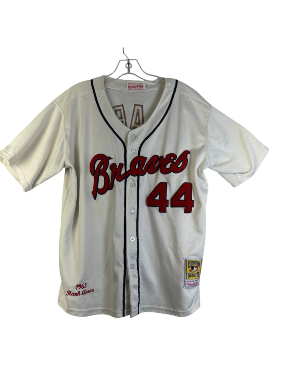 MITCHELL & NESS Hank Aaron 1963 Atlanta Braves Cooperstown Jersey Ivory Size 48